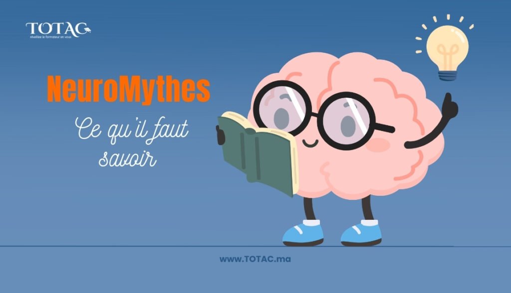 Illustration des neuromythes en pédagogie montrant les mythes sur le cerveau et l’apprentissage opposés aux connaissances scientifiques.