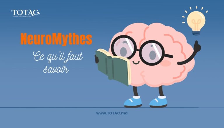 Illustration des neuromythes en pédagogie montrant les mythes sur le cerveau et l’apprentissage opposés aux connaissances scientifiques.